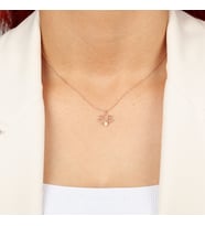 İncili Lotus Çiçeği Kolye- 925 Ayar Gümüş (Rose)