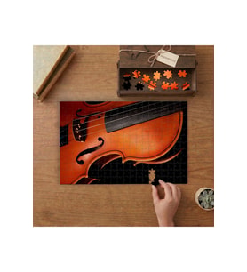 Yakın Çekim Keman Tasarımı 240 parça Ahşap Puzzle Ahşap Kutuda MP03556