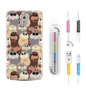 Samsung Note 3 4 5 8 9 20 Ultra 10 Lite Kılıf Kablo Koruma Spiral Silikon Sevimli Hayvanlar 1730