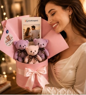 Fotoğraflı Bearbloom Premium Kutuda Ayıcık Buketi