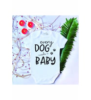 Unisex Bebek Baskılı Dog Baby %100 Pamuklu Çıtçıtlı Body Zıbın