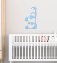 BK Gift Sevimli Panda Tasarımlı Çocuk Odası Ahşap Duvar Süsü-1 (Beyaz)