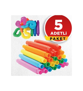 Pop Tubes Pop Tube Popit 5 Adet Esnek Tüp Boru Eğitici Duygusal Oyuncak