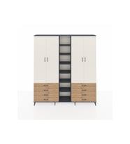 Arges Dolap 10 Raflı 8 Çekmeceli 2 Askılı 220x30x243 Antrasit-Aytaşı/Çam