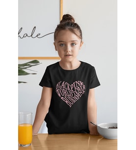 Blackpink Kalp Baskılı Unisex Müzik Grubu Çocuk Tişört (1-12 YAŞ)