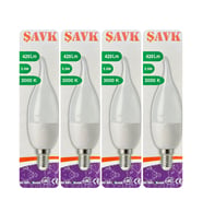 (4 Adet) Şavk 5,5W (37W) Sarı Işık (3000K) E14 Duylu (İnce Duy) Led Kıvrık Ampul