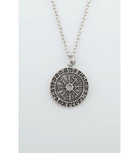Vegvisir Pusula - Viking Sembol Gümüş Kaplama Düz Zincir Kolye