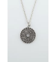 Vegvisir Pusula - Viking Sembol Gümüş Kaplama Düz Zincir Kolye