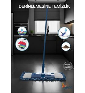 60 cm mikrofiber şönil püsküllü yedek mop başlığı, güçlü temizlik sağlar