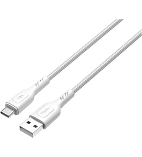 Lexroo KNIT 2A Çıkış, USB-A to Type-C Şarj ve Data Aktarım Kablosu, Örgü Tasarım, 1 metre, Beyaz