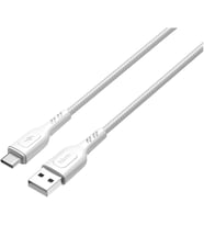 Lexroo KNIT 2A Çıkış, USB-A to Type-C Şarj ve Data Aktarım Kablosu, Örgü Tasarım, 1 metre, Beyaz