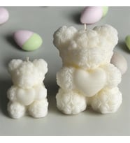 Chemood İkili Desenli Vanilya Kokulu Ayıcık Mum (Beyaz)