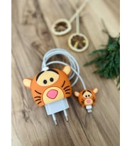 Sevimli Silikon Şarj Başlığı Ve Kablo Koruyucu 2Li Set Tiger