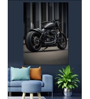 Siyah Motosiklet Profil Resmi Dekoratif Kanvas - Mdf Ahşap Tablo