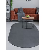 Dijidekor Peluş Halı Koyu Gri Cool Yıkanabilir Oval Kesme Post Yolluk Kilim Salon Halısı Modelleri