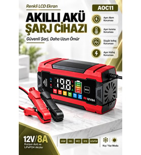 Auhma AOC11 12V 8A Dijital Ekranlı Akü Şarj ve Onarım Cihazı
