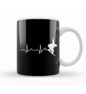 Cool Snowboarder Heartbeat Snowboarding Heart Beat Kupa Bardak Porselen