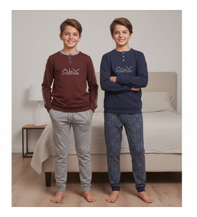 Genç Erkek Pamuklu 2 Adet 2'li Pijama Takımı AL001 V1, AL003 V1 BB2458