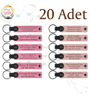 Pembe & Yavru Ağzı, 20’li Set, Kişiye Özel Yazılı Anahtarlık, Düğün Davetlilerine Değer Katan Anı