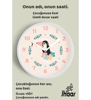 İsme Özel Tropikal Tukan Kuşu Çocuk Odası Duvar Saati Orta Boy 30 cm Beyaz Camlı Sessiz