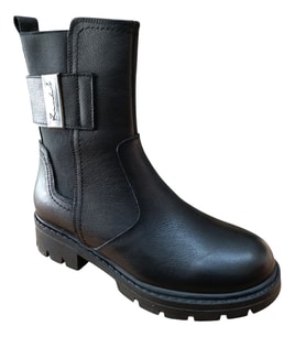 Castle Black 24123-1 Kadın Hakiki Deri Lastik Detaylı Postal Bot (Siyah)