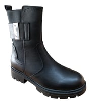 Castle Black 24123-1 Kadın Hakiki Deri Lastik Detaylı Postal Bot (Siyah)