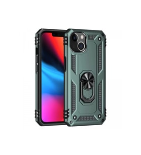 iPhone 14 Plus Kılıf Sofya Yüzüklü Silikon Kapak - Yeşil