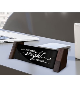 BK Gift Kişiye Özel İsimli Ahşap Ayaklı Siyah Akrilik Masa İsimliği, Ofis Dekoru, Mesleki Hediye, Ofis Hediyeleri-2