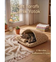 Terlik Model Çift Taraflı Kedi Köpek Yatağı (Bej)