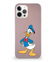Apple iPhone 12 Pro Max Soft Premier Kapak Donald Duck-C Tasarımlı Silikon Kılıf - Pudra (Şeffaf)