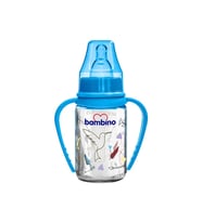 Bambino Cam Kulplu Biberon 125 Ml - Mavi Kuş (Renksiz)
