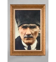 Altın Varaklı Çerçeveli Paspartulu Atatürk Tablo a120 (Gold)