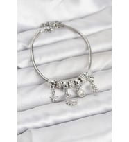Pirinç Gümüş Renk Ay Charm Model Charmlı Kadın Bileklik - TJ-BB8174