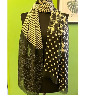 TASARIM PUANTİYELİ VE ÇİZGİLİ LEOPAAR FULAR ŞAL BOYUN BAĞI 170X55 CM