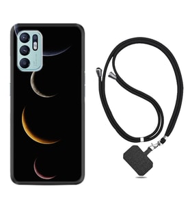 Oppo Reno 6 Kılıf Resimli Boyun Askılı İpli Desenli Silikon Series Gezegenler 1901