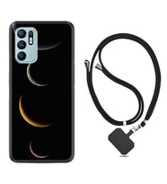 Oppo Reno 6 Kılıf Resimli Boyun Askılı İpli Desenli Silikon Series Gezegenler 1901