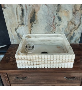 Gold Calacatta  Fitilli Kare Lavabo