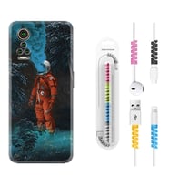 General Mobile GM 21 Pro GM 22 Pro Plus Kılıf Kablo Koruma Spiral Silikon Astronot Smoke 1769