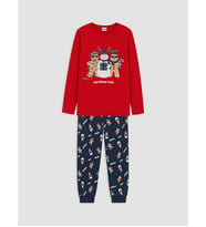 LCW Kids Kırmızı Yılbaşı Temalı Erkek Çocuk Pijama Takım