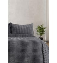 Merinos Modern Line 3 Parça Çift Kişilik Battaniye Seti Koyu Gri
