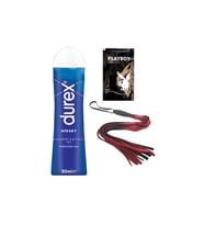 Durex Hisset Pürüzsüz Hazlar 50 ml Jel + Kırmızı Püsküllü Deri Kırbaç + Hediye