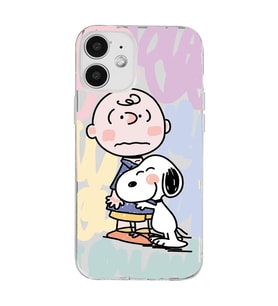 Iphone 12 Uyumlu Snoopy ve Charlie Brown Tasarımlı Şeffaf Telefon Kılıfı