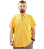 Mode XL Büyük Beden Erkek Polo Yaka T-Shirt Kabartma Baskılı U24326 Hardal