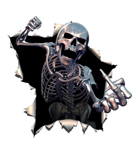 Metal kızgın ile İskelet kafatası Sticker etiket 17CM