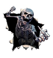 Metal kızgın ile İskelet kafatası Sticker etiket 17CM
