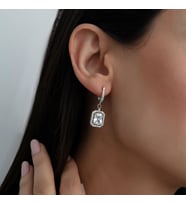 925 Ayar Gümüş Pırlanta Modeli İtalyan Zincir Dörtgen Küpe, Kadın Küpe, İTLDRTGNKPE001 (Beyaz)