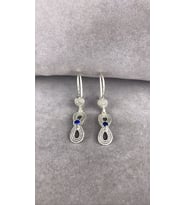 Safir Taşlı Parmak İzi Sonsuzluk Gümüş Kadın Küpe