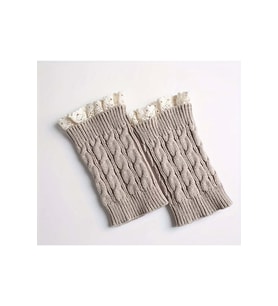 KADINLAR İÇİN MODA, ŞIK, ÖRGÜ DANTELLİ, BOT İÇİ YUMUŞAK, ESNEK, BACAK ISITICILARI ACR7565 (Bej)