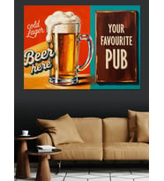 Favori Pub Bira Reklamı Dekoratif Kanvas - Mdf Ahşap Tablo
