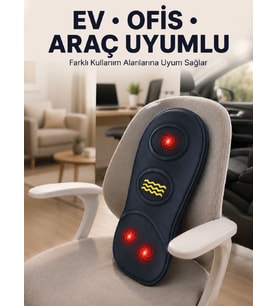 Lexroo Isıtmalı Bel Masaj Minderi Ev Ofis Araç Uyumlu Titreşimli Destek